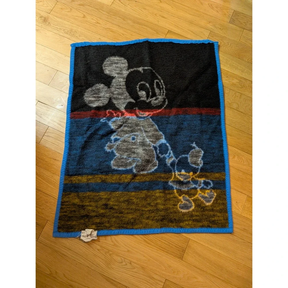 Vtg‎ 1984 Walt Disney MICKEY MOUSE DONALD DUCK Baby Blanket BIEDERLACK 37x27